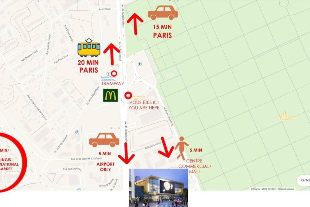 Appartement Paisible Et Bien Situe - Proche Aeroport D'Orly Et Tramway Pour Paris Thiais Zewnętrze zdjęcie